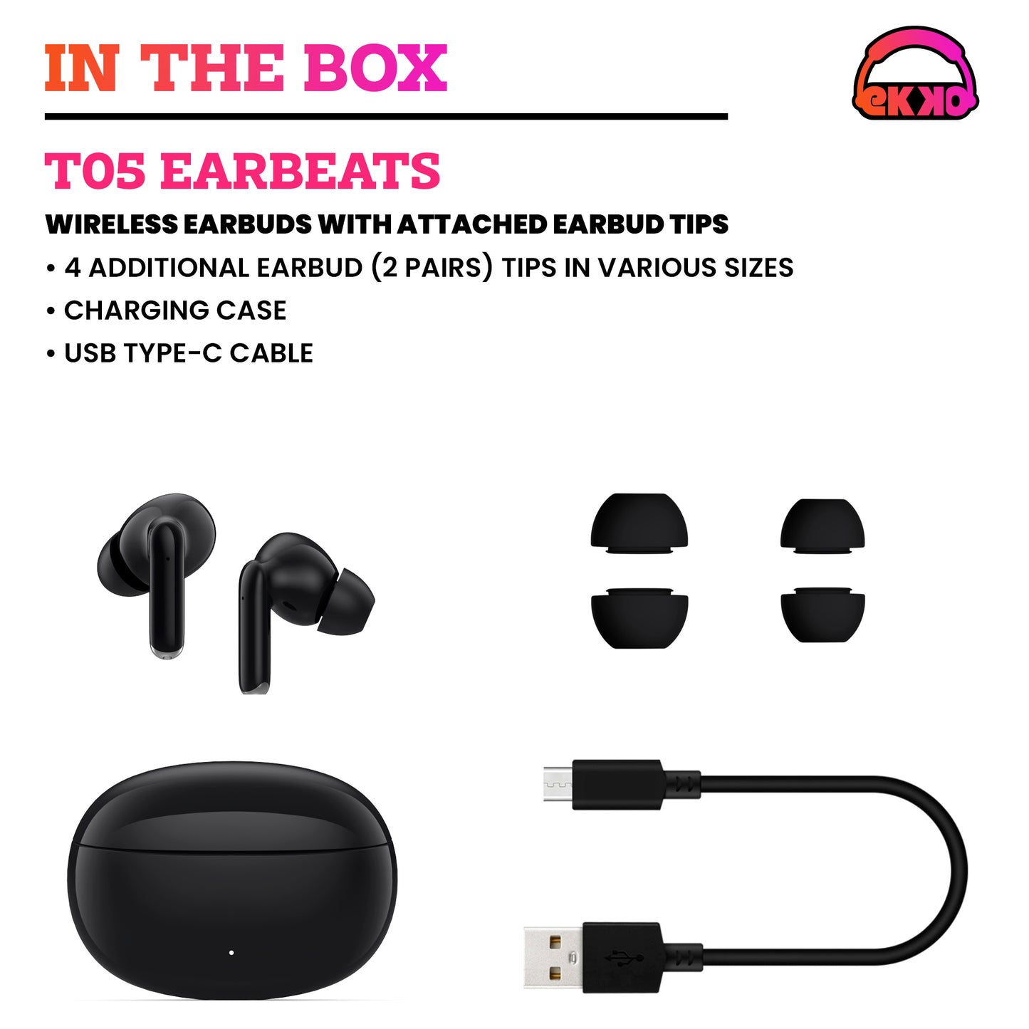 EKKO Earbeats T05 TWS: ENC Call Noise Cancellation, 25H Playtime, 10MM Driver, Twin Connect, Massive Bass, Water Resistance, Siri & Google Assistant