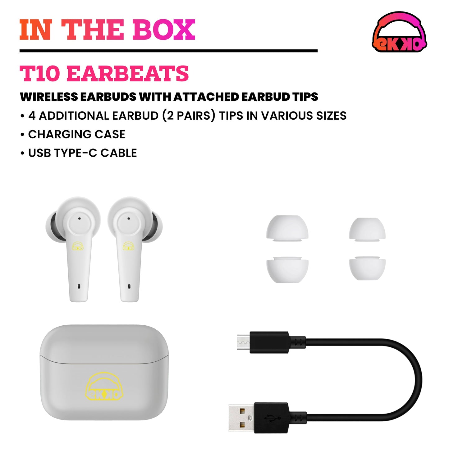 EKKO Earbeats T10: Mic, ANC & ENC Call Noise Cancellation, Transparency Mode, 45H Playback, Maxx Bass, Twin Connect